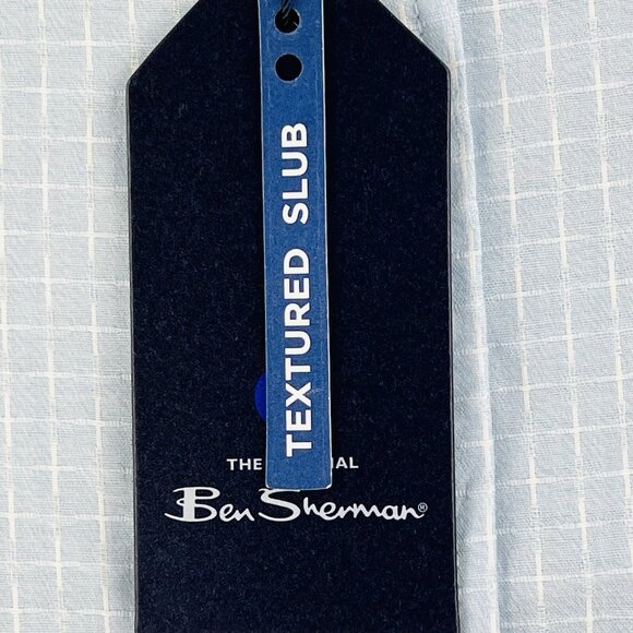 Ben Sherman Men's Plaid Short Sleeve Blue Shirt Size Small Textured Slub NWT - Picture 10 of 12